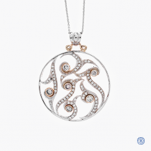 14k white and pink gold diamond pendant with chain