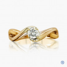 14k yellow and white gold 0.26ct diamond solitaire ring