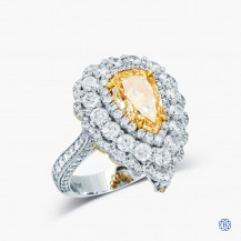 18kt White and Yellow Gold Natural Yellow Diamond Ring and Pendant