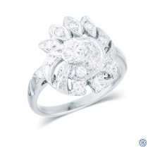 14k white gold and diamond cluster ring