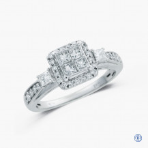 10k white gold and diamond invisible set engagement ring