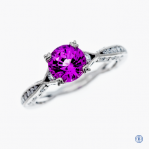 Tacori 18k white gold synthetic pink sapphire and diamond engagement ring