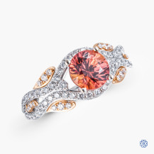 Simon G 18k white and rose gold orange sapphire and diamond ring