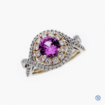 Simon G 18k white and rose gold pink sapphire and diamond ring