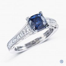 Tacori Platinum Reverse Crescent 1.60ct Lab Created Sapphire and diamond engagement ring