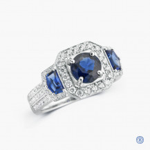 Simon G 18k white gold 1.00ct sapphire and diamond ring