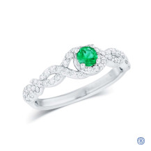 14kt White Gold Emerald and Diamond Ring