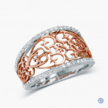 Cathedral Opulence: 10kt rose and white gold 0.35ct diamond ring