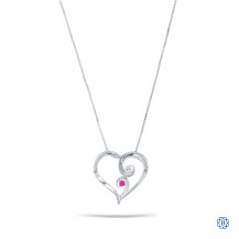 10kt White Gold Ruby and Canadian Diamond Heart Pendant