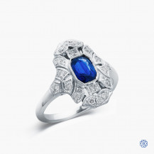 18kt White Gold 0.78ct Blue Sapphire and 0.25ct Diamond Ring