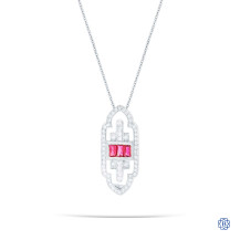 18kt White Gold Ruby and Diamond Pendant with Chain