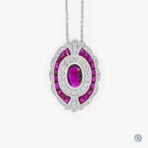 Beverly K 18k white gold ruby and diamond pendant with Chain