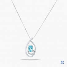 10kt White Gold Apatite and Diamond Pendant with Chain