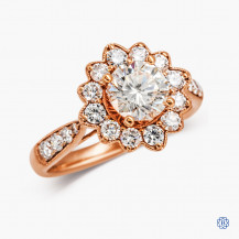 Floral 18kt rose gold 1.10ct Round Diamond diamond engagement ring