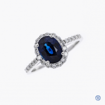 18kt white gold sapphire and diamond engagement ring