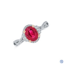 18k white and rose gold ruby and diamond ring