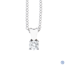 14kt White Gold 0.16ct Solitaire Diamond Pendant with 18kt Gold Chain