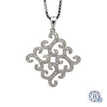 18k white gold and diamond pendant with chain