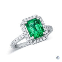 14kt White Gold 2.12ct Emerald and Diamond Engagement Ring