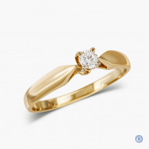 14k Yellow Gold and Diamond Solitaire Ring