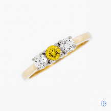 14k yellow and white gold diamond trinity ring