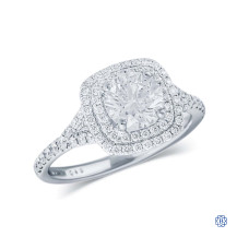 Simon G 18kt White Gold 1.02ct Maple Leaf Diamond Engagement Ring