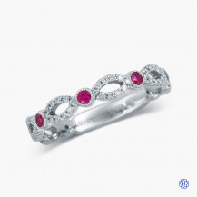 10k White Gold Ruby and Diamond Band