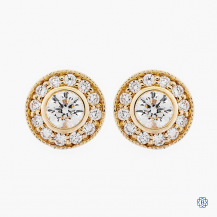 14k yellow gold and diamond cluster style studs