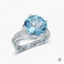 10k White Gold Blue Topaz and Diamond Ring