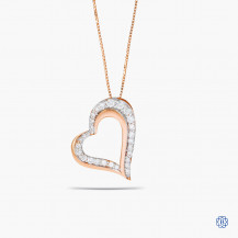 14kt Rose and White Gold Diamond Heart Pendant with Chain