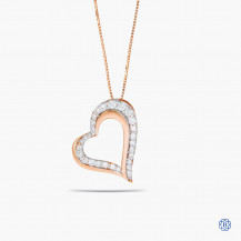 14kt Rose and White Gold Diamond Heart Pendant with Chain