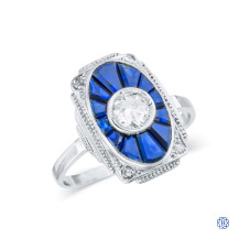 18kt White Gold Diamond and Sapphire Ring