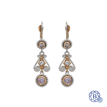 18k rose and white gold fancy drop style diamond earrings