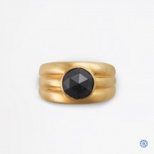 14k yellow gold and black diamond ring