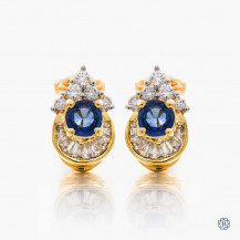 18k yellow gold sapphire and diamond earrings