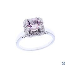 18kt white gold, morganite and diamond engagement ring