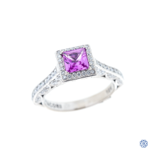 Tacori 18k white gold pink sapphire and diamond Tacori engagement ring