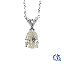 14k white gold prong set solitaire diamond pendant with Chain