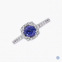 18kt White Gold Custom Made Lady's 0.84ct Natural Blue Sapphire and 0.77ct Diamonds Tacori Ring