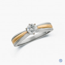 14k white and yellow gold 0.50ct diamond solitaire engagement ring