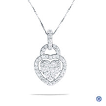 14kt white gold diamond heart pendant with chain