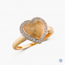 10k yellow gold and diamond heart shaped ring