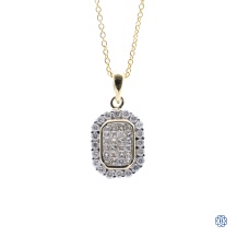 14k white gold diamond oval pendant with chain