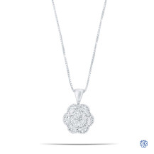 14kt White Gold Floral Diamond Pendant