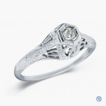 18k white gold and diamond vintage style ring