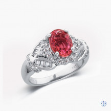 18k white gold red sapphire and diamond ring