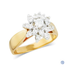 14kt Yellow and White Gold Diamond Cluster Ring