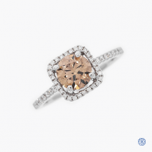 14k white gold 1.01ct champagne diamond ring