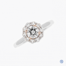 14kt White and Rose Gold Halo Design 0.45ct Diamond Engagement Ring