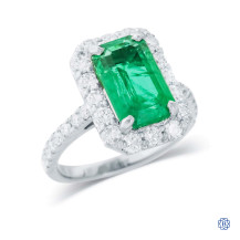 14kt White Gold 3.52ct Emerald and Diamond Ring